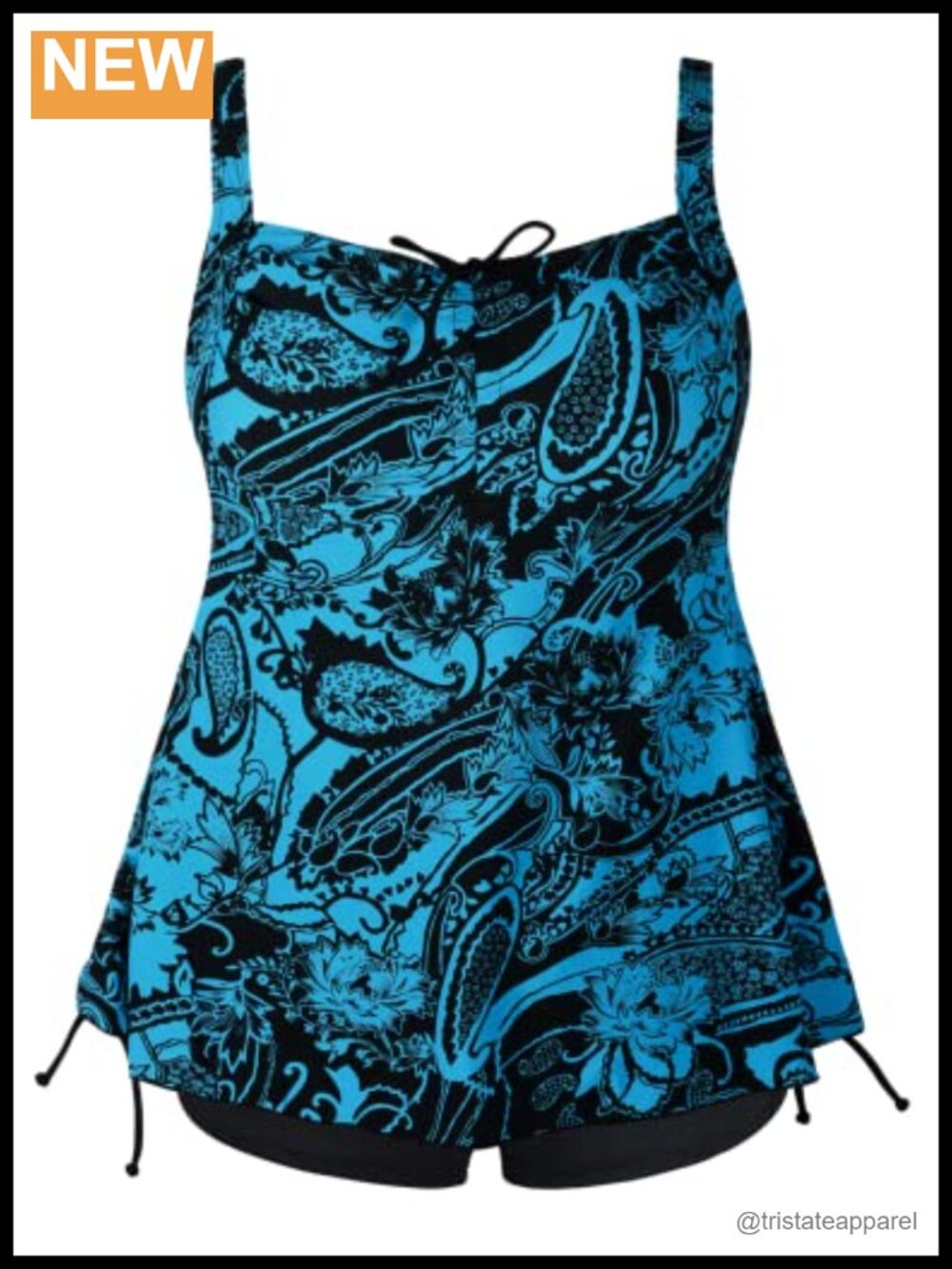 Plus Size Tankini Swimsuits Two Piece Tie Back Drawstring Bathing Suit
